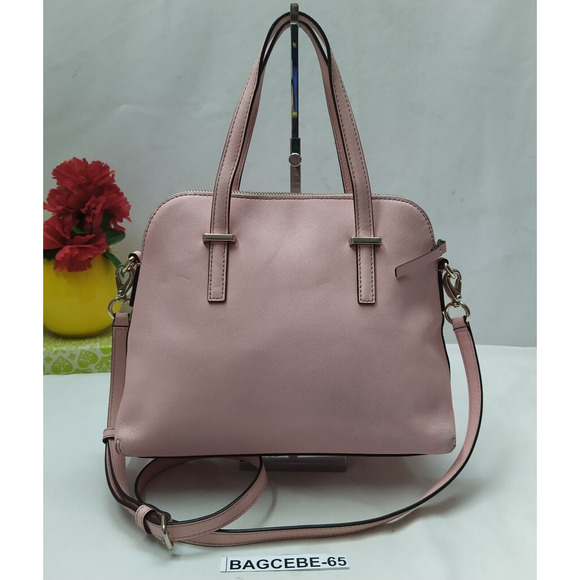 Kate Spade New York Pink Crossgrain Leather Domed Double Handles Satchel Bag - Picture 2 of 16